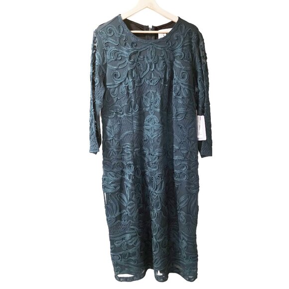 J S Collections Soutache Evergreen Midi Dress - size 16W - NWT - Picture 1 of 3